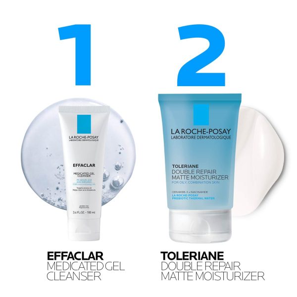 Effaclar Medicated Acne Cleanser & Toleriane Double Repair Matte Moisutrizer Travel Set - Image 2